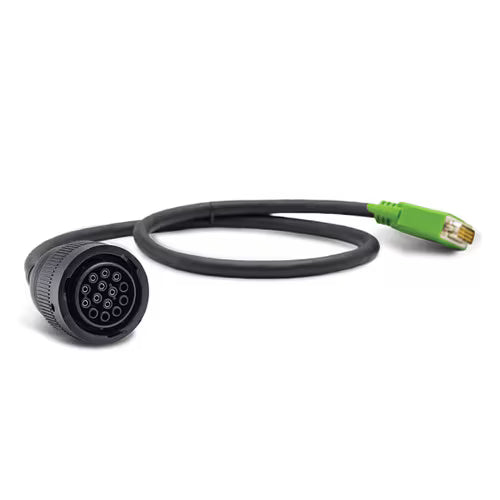 JPRO DLA-CAT 14-PIN cable. Black wire, with a 14-pin end and a DVI connection that is green.