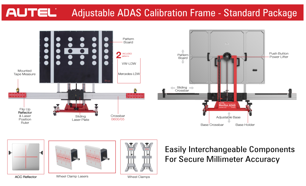ADAS Standard Package With ACC reflector, wheel clamp lasers and wheel clamps- Autel ADAS calibrations