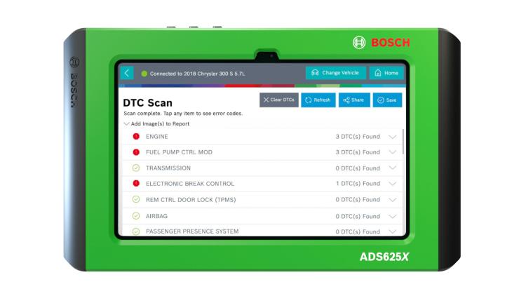 Close-up of Bosch ADS 625X Tablet Interface