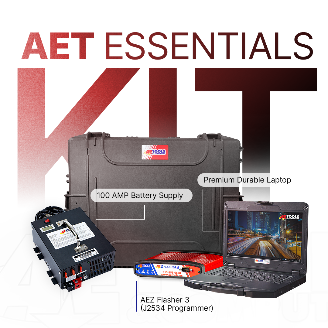Big 3 Kit showing our laptop, power supply, and our Aez flasher 3