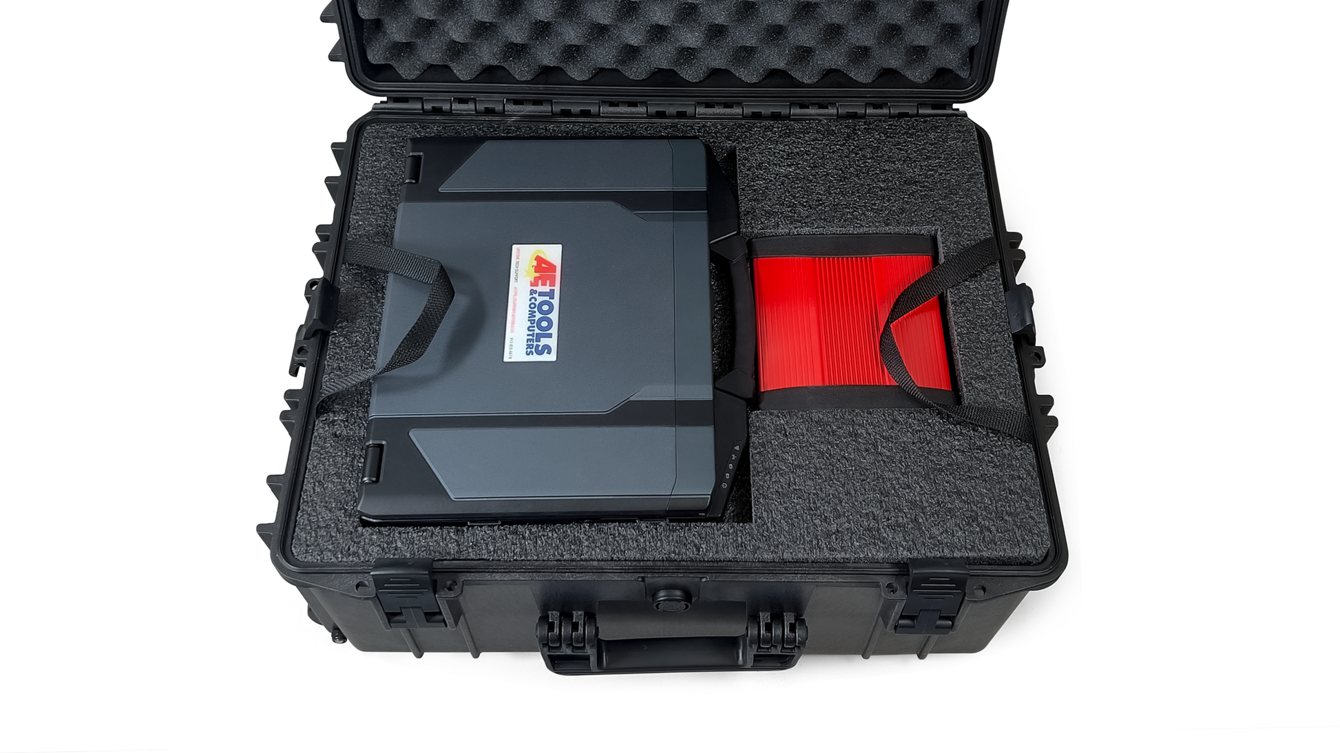 Our Premium Durabook Multi-Partitioned Laptop, and our AEZ Flasher 3 Programmer on the top level of the kit.