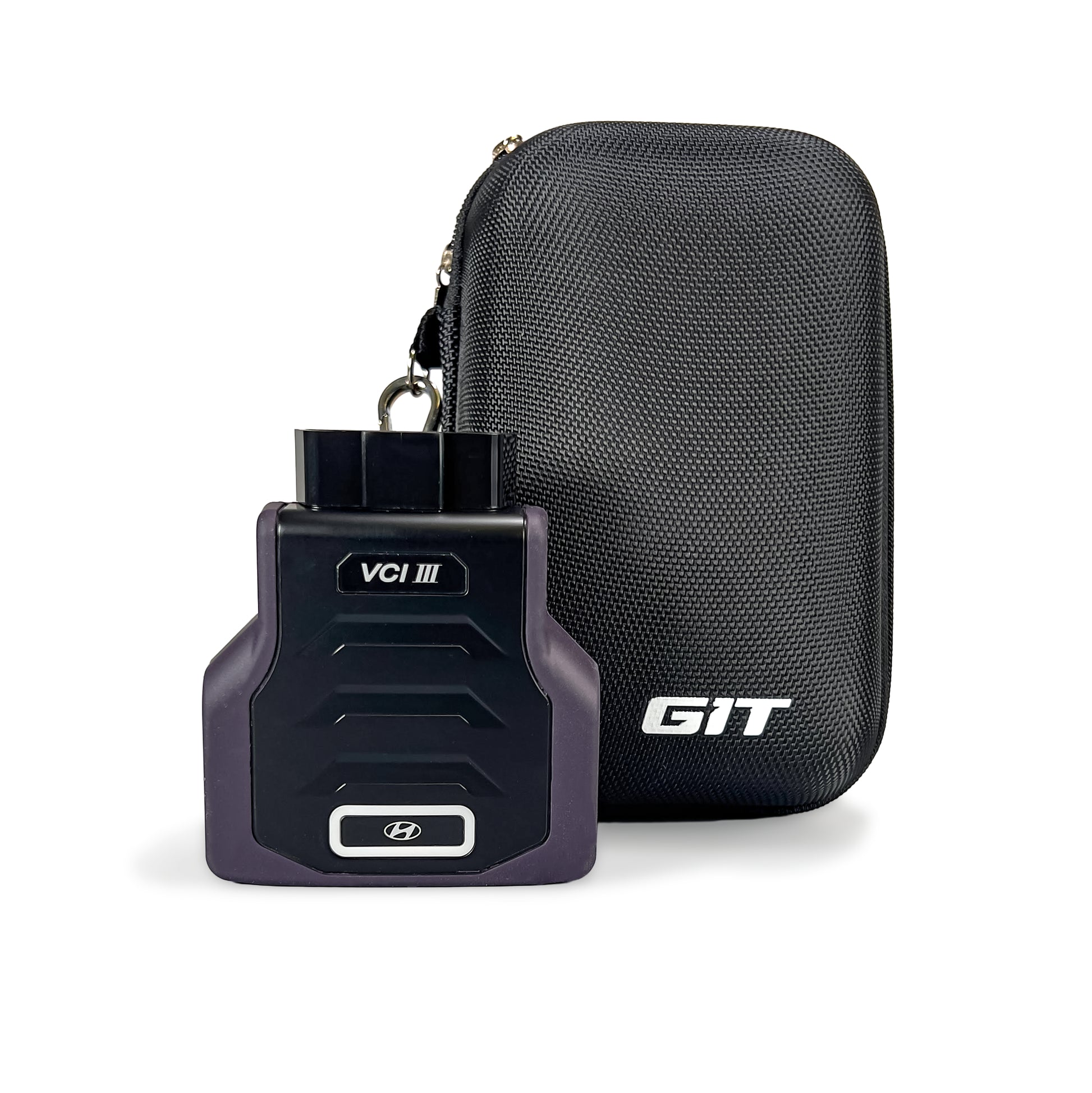 GDS Hyundai VCI III dongle and 'GIT' branding next to a black carrying case on a white background