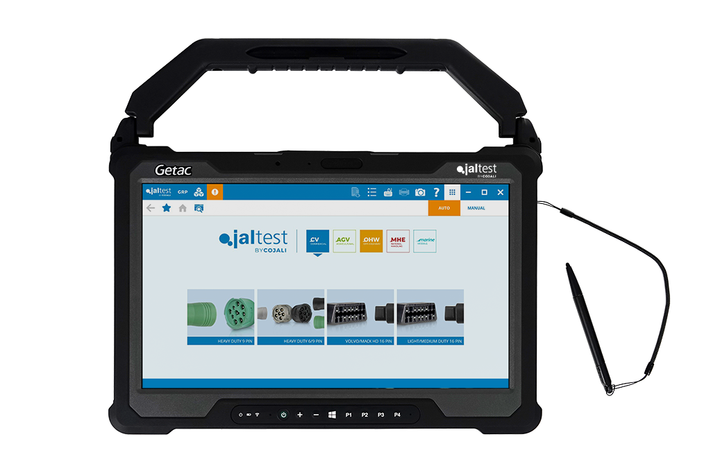 Getac Jaltest Tablet, front view.
