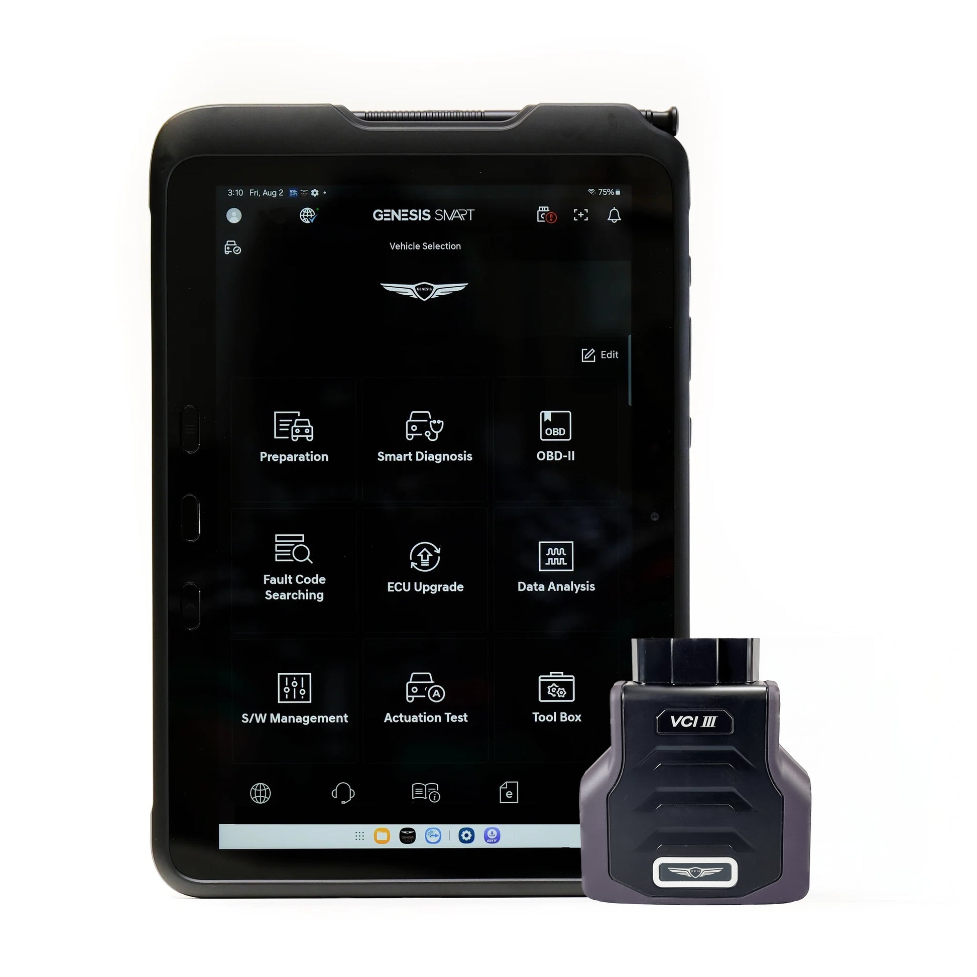 Genesis GDS Compact kit with tablet showing Genesis Smart software.