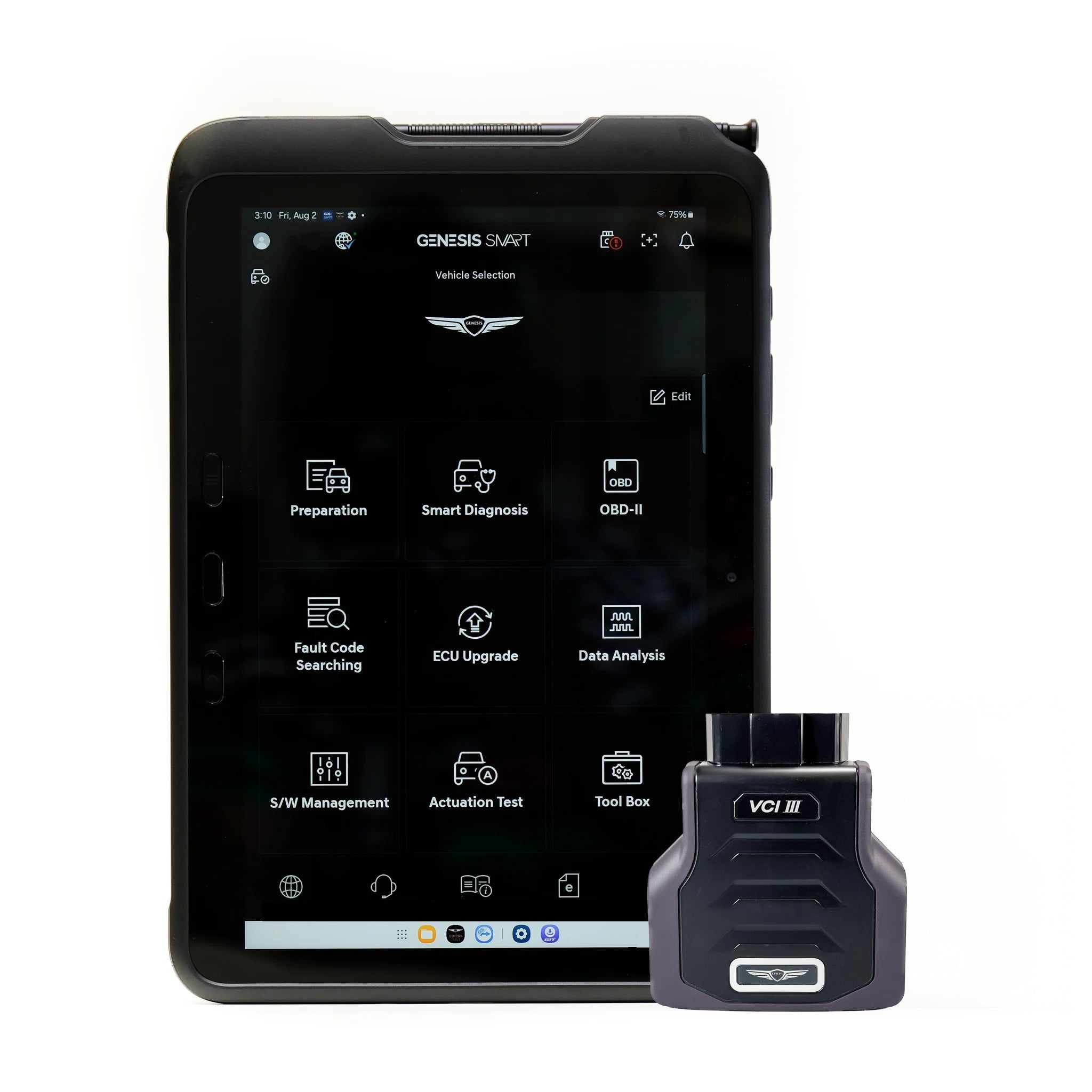 Genesis GDS Compact kit with tablet showing Genesis Smart software.