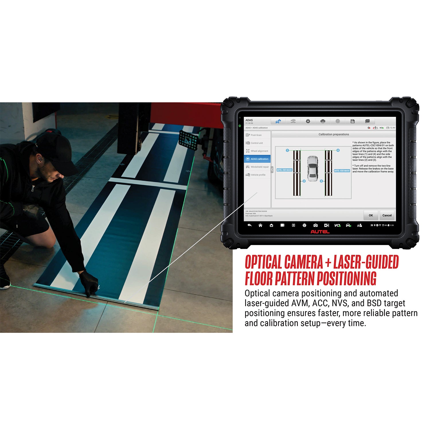 Laser guiding mechanic for floor pattern with the IA1000 and the Ultra S2