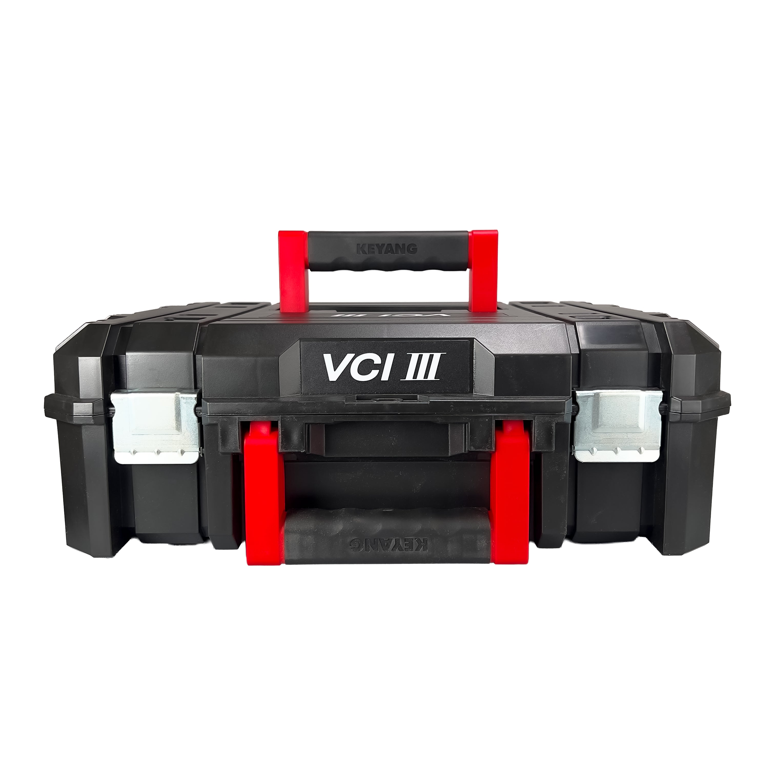 Black tool box with red handles and 'VCI III' branding on a white background
