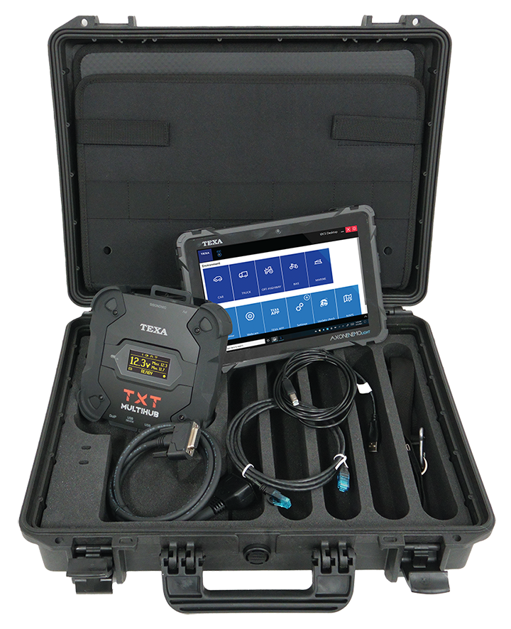 Texa light with multihub in case with diagnostic cables