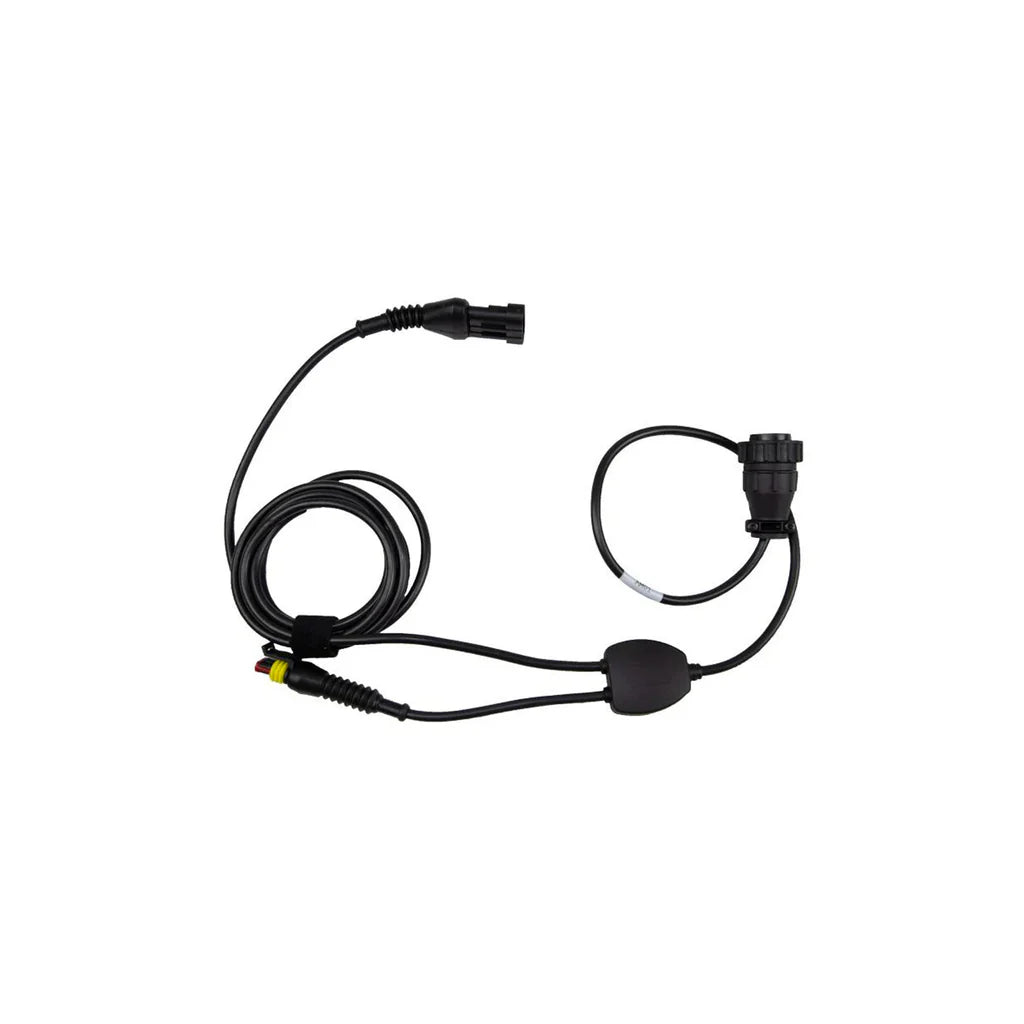 Black cable with connectors on a white background