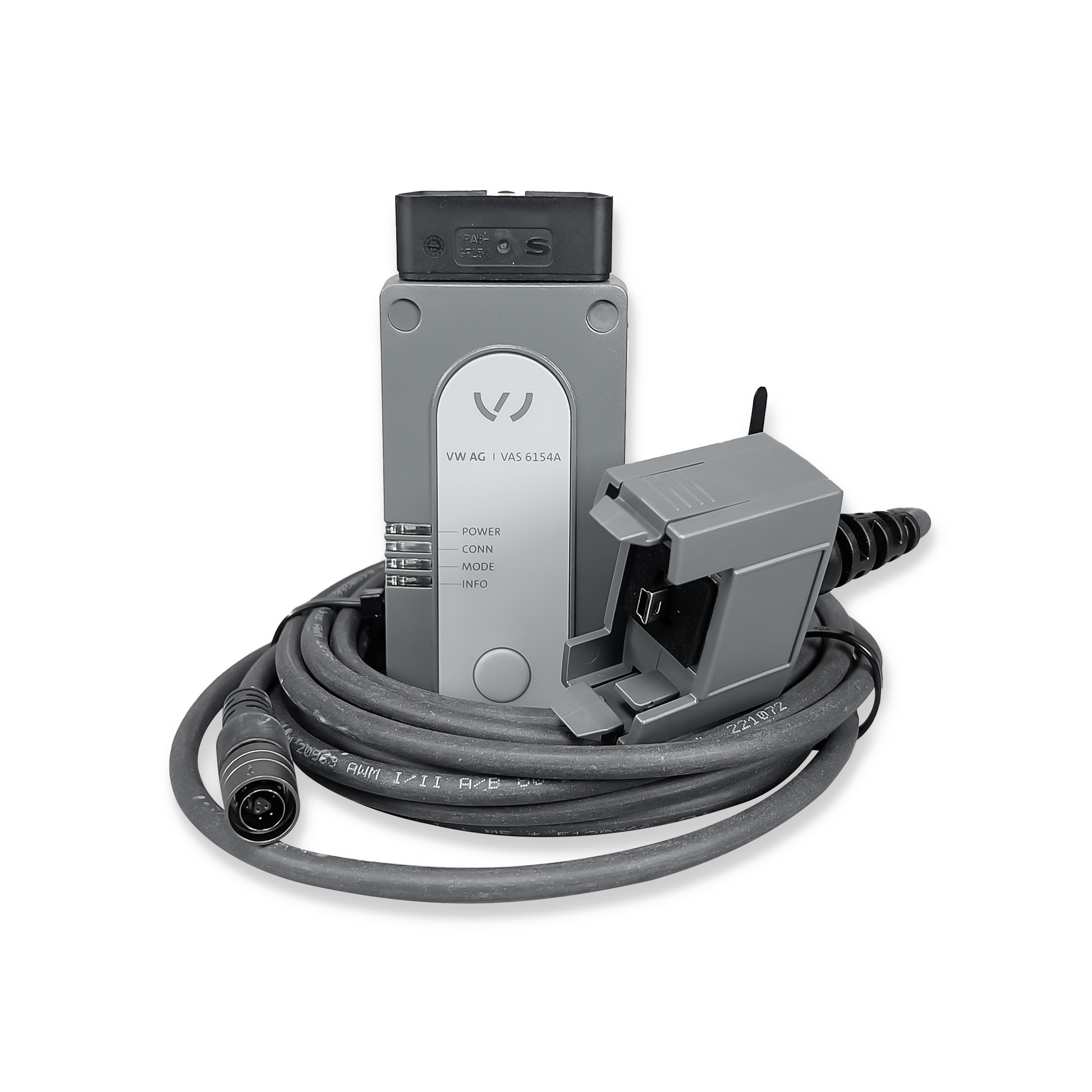 VW VAS 6154A interface with the connector wrapped around it.