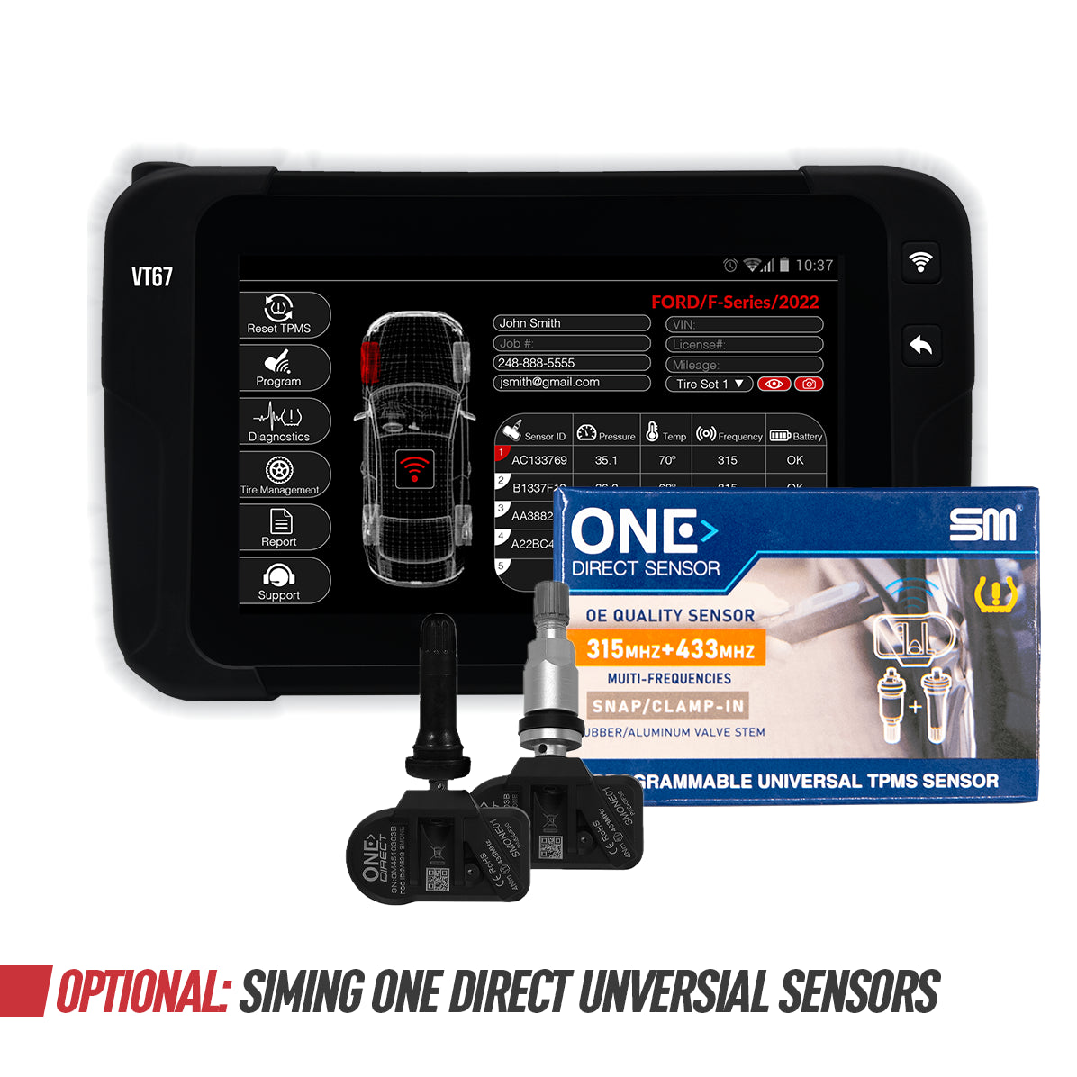 VT67 scan tablet with optional Siming sensors and sensor box
